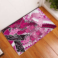 Breast Cancer Awareness Hawaii Rubber Doormat Polynesia Girl Nobody Fights Alone DT02 - Polynesian Pride