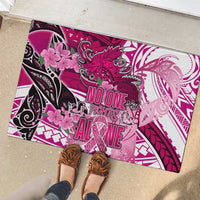 Breast Cancer Awareness Hawaii Rubber Doormat Polynesia Girl Nobody Fights Alone DT02 - Polynesian Pride