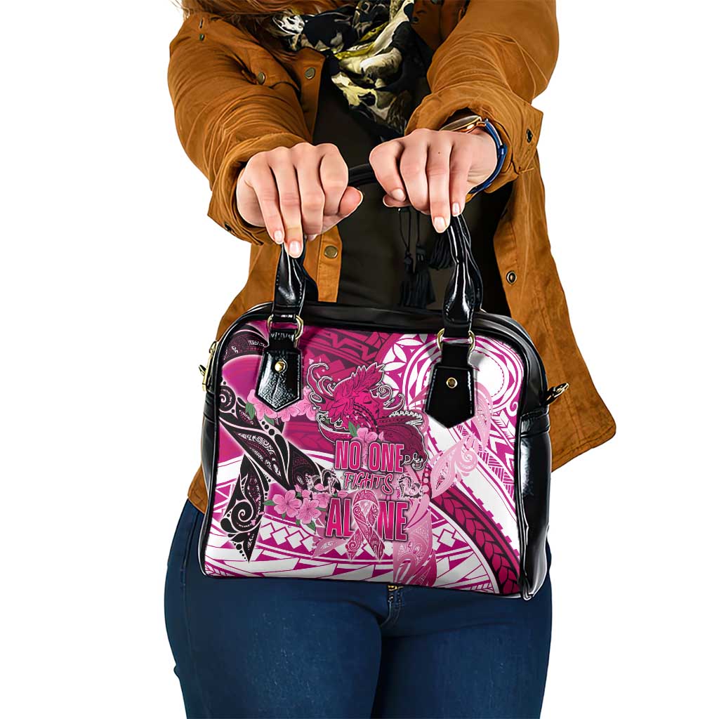 Breast Cancer Awareness Hawaii Shoulder Handbag Polynesia Girl Nobody Fights Alone DT02 One Size Pink - Polynesian Pride