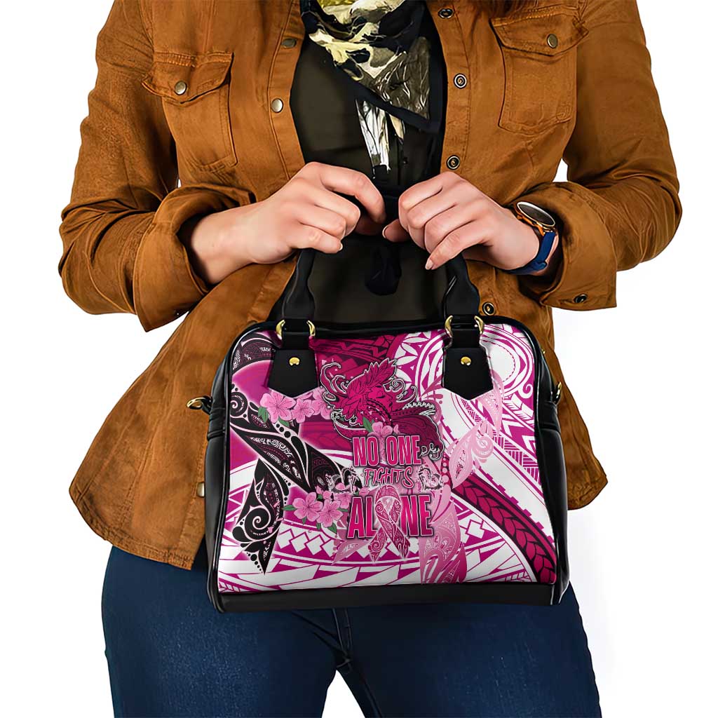 Breast Cancer Awareness Hawaii Shoulder Handbag Polynesia Girl Nobody Fights Alone DT02 - Polynesian Pride