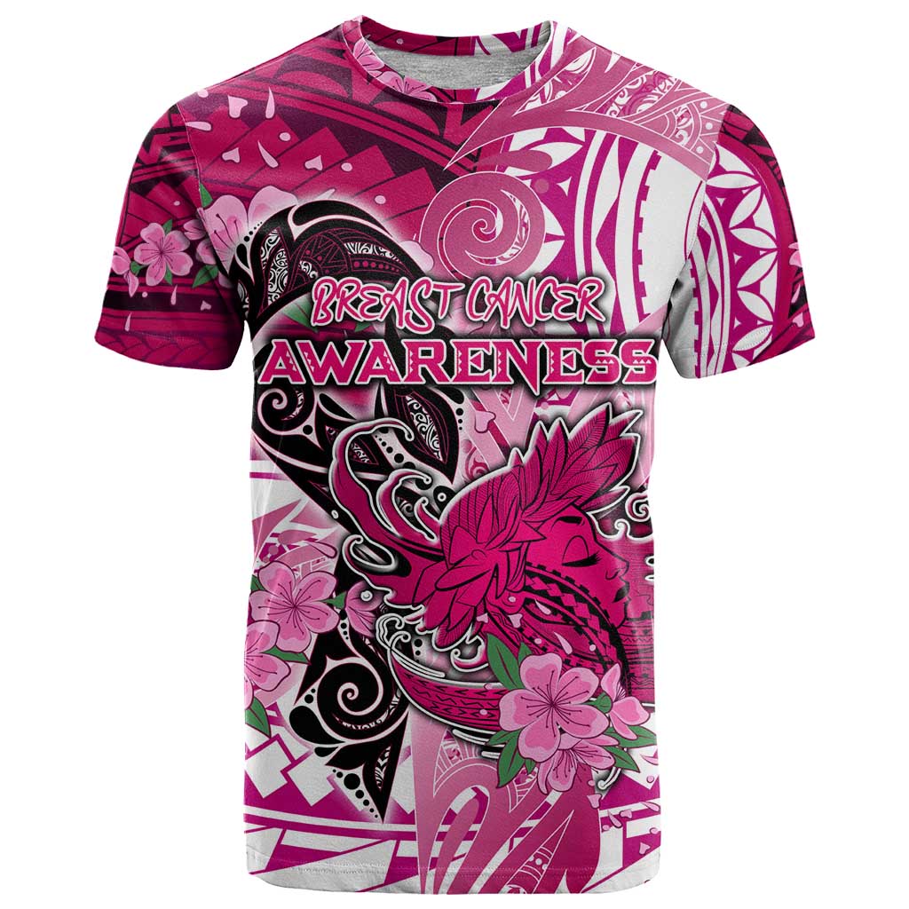 Breast Cancer Awareness Hawaii T Shirt Polynesia Girl Nobody Fights Alone DT02 Pink - Polynesian Pride