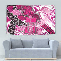 Breast Cancer Awareness Hawaii Tapestry Polynesia Girl Nobody Fights Alone DT02 - Polynesian Pride