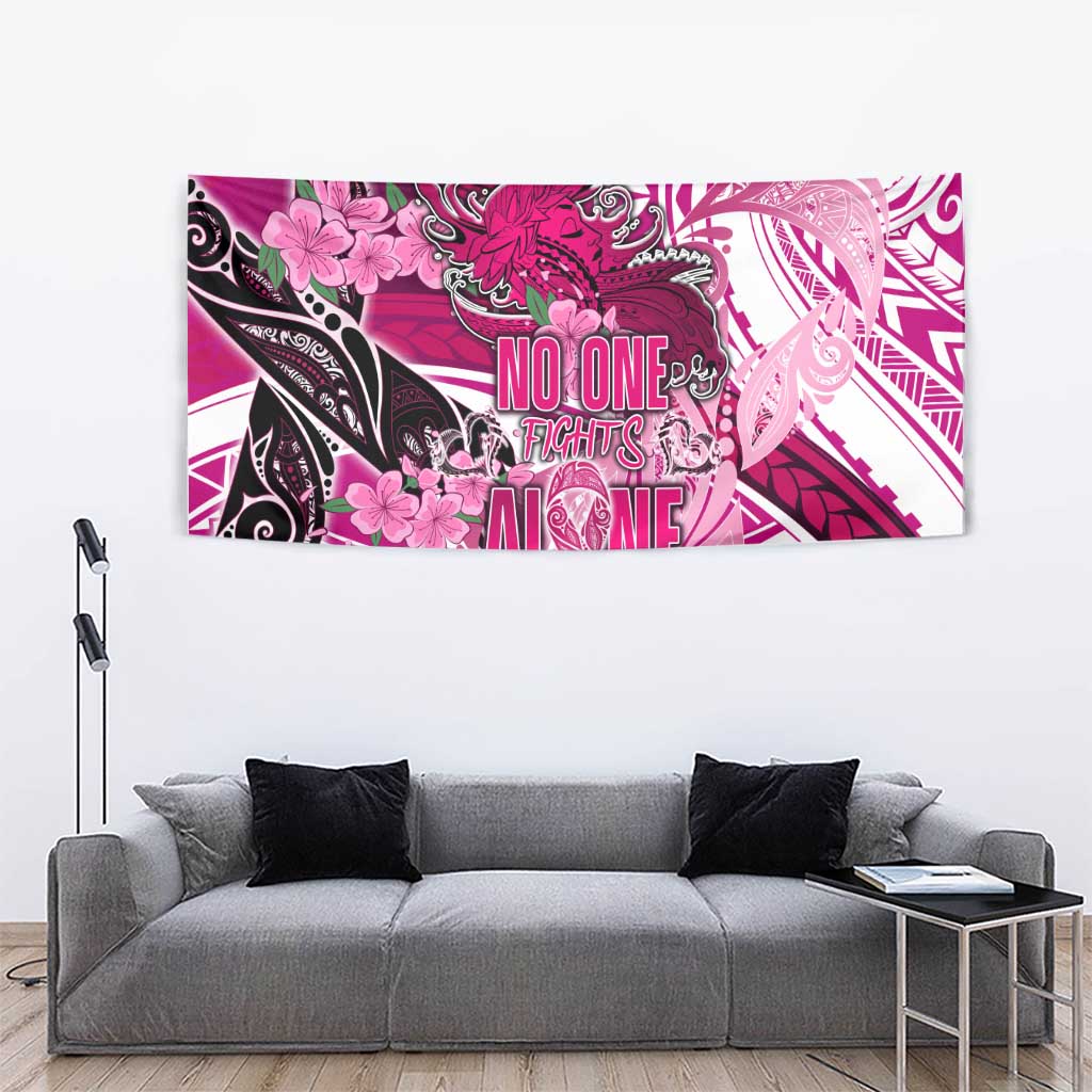 Breast Cancer Awareness Hawaii Tapestry Polynesia Girl Nobody Fights Alone DT02 - Polynesian Pride