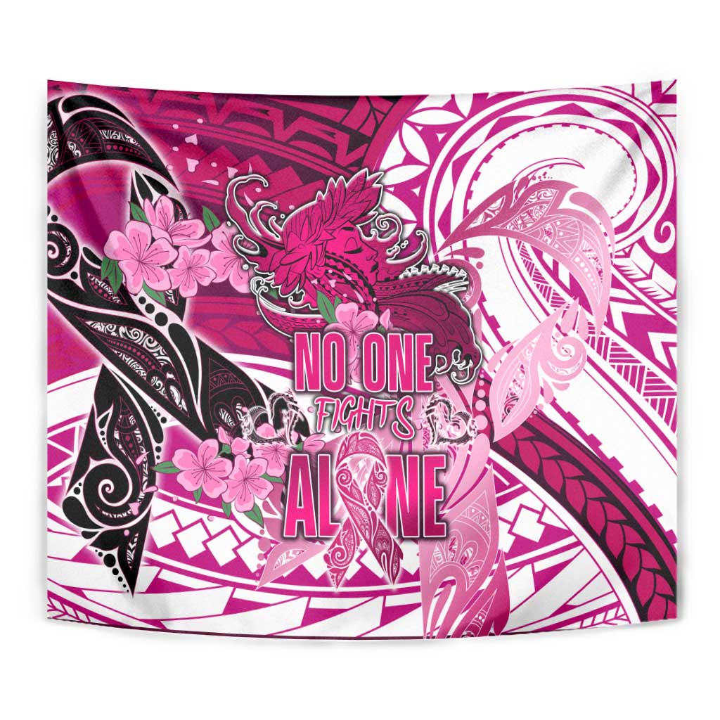 Breast Cancer Awareness Hawaii Tapestry Polynesia Girl Nobody Fights Alone DT02 - Polynesian Pride