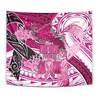 Breast Cancer Awareness Hawaii Tapestry Polynesia Girl Nobody Fights Alone DT02 - Polynesian Pride