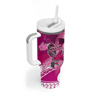Breast Cancer Awareness Hawaii Tumbler With Handle Polynesia Girl Nobody Fights Alone DT02 - Polynesian Pride