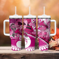 Breast Cancer Awareness Hawaii Tumbler With Handle Polynesia Girl Nobody Fights Alone DT02 - Polynesian Pride