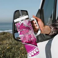 Breast Cancer Awareness Hawaii Tumbler With Handle Polynesia Girl Nobody Fights Alone DT02 - Polynesian Pride