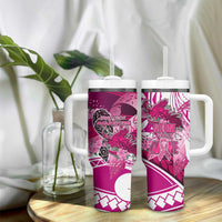 Breast Cancer Awareness Hawaii Tumbler With Handle Polynesia Girl Nobody Fights Alone DT02 - Polynesian Pride