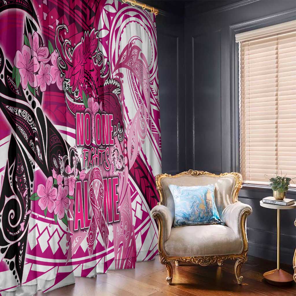 Breast Cancer Awareness Hawaii Window Curtain Polynesia Girl Nobody Fights Alone DT02 - Polynesian Pride