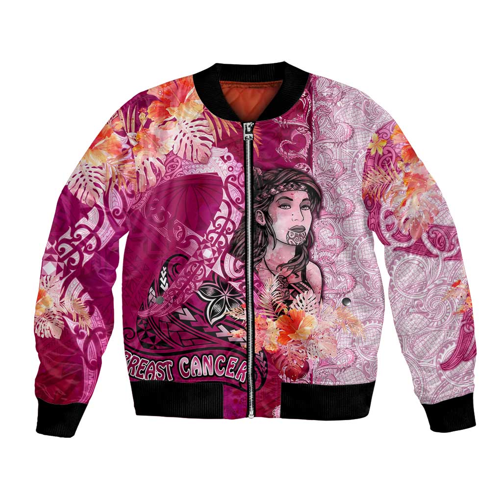 Breast Cancer New Zealand Bomber Jacket Maori Aotearoa Girl Pink Out DT02 Unisex Pink - Polynesian Pride