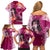 Breast Cancer New Zealand Family Matching Off Shoulder Short Dress and Hawaiian Shirt Maori Aotearoa Girl Pink Out