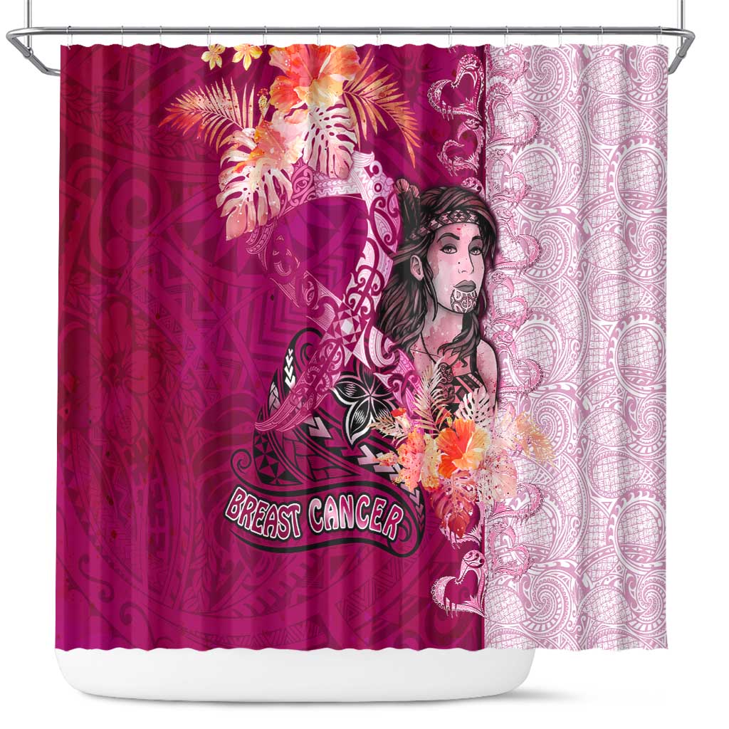 Breast Cancer New Zealand Shower Curtain Maori Aotearoa Girl Pink Out DT02 Pink - Polynesian Pride