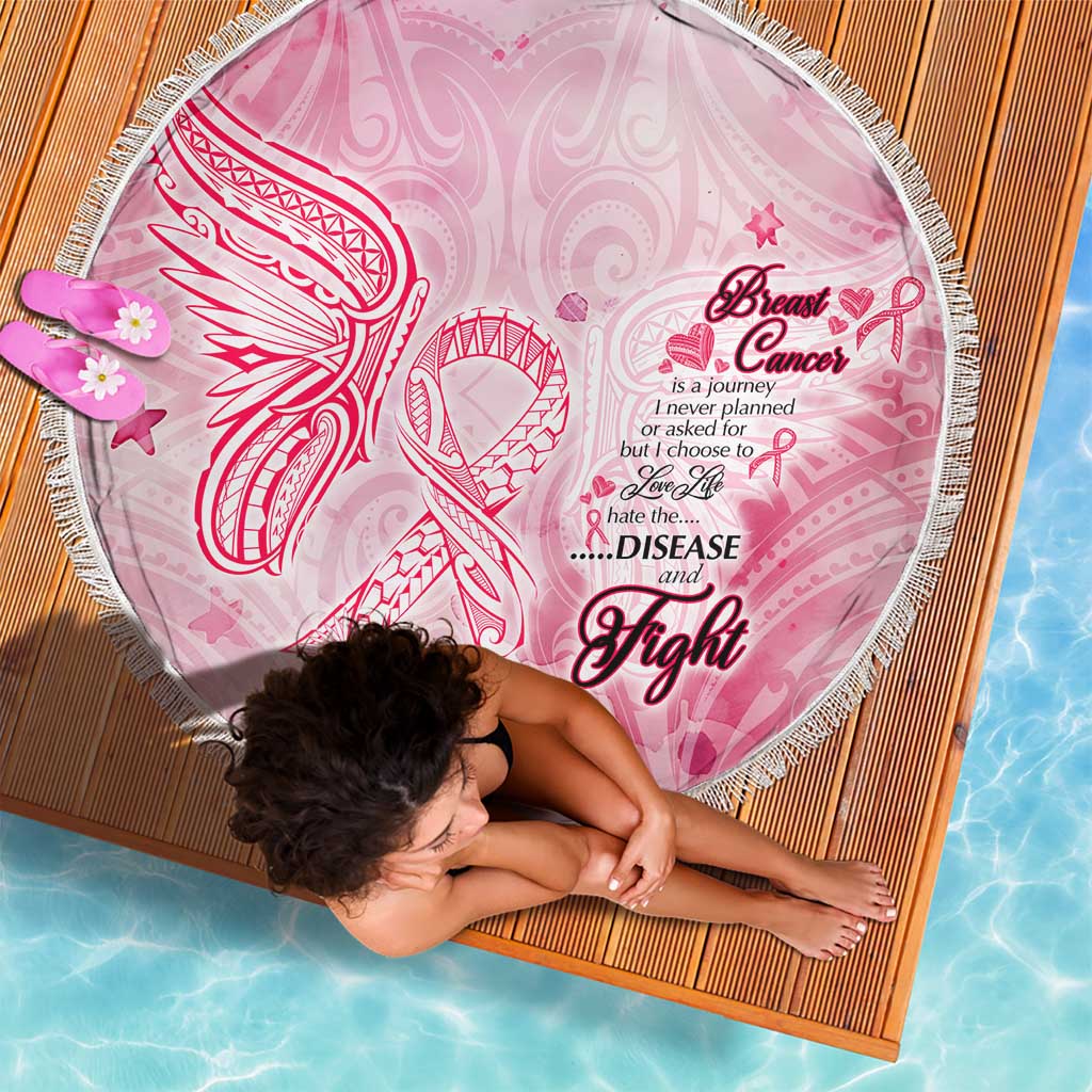 Breast Cancer Awareness Month Beach Blanket Butterfly Polynesia Watercolor Pink DT02 - Polynesian Pride