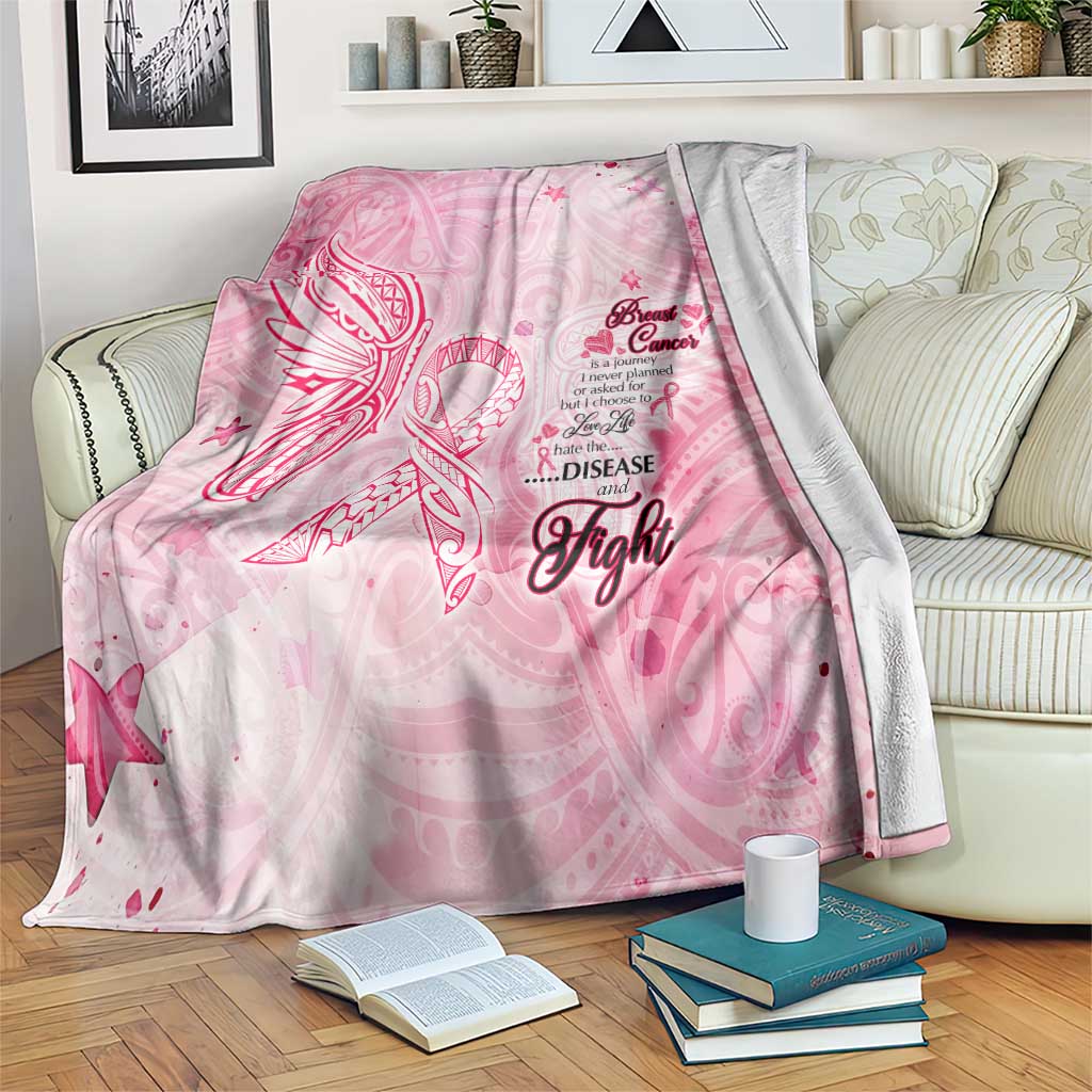 Breast Cancer Awareness Month Blanket Butterfly Polynesia Watercolor Pink DT02 Pink - Polynesian Pride