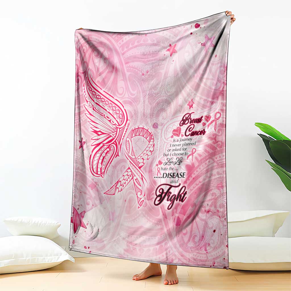 Breast Cancer Awareness Month Blanket Butterfly Polynesia Watercolor Pink DT02 - Polynesian Pride