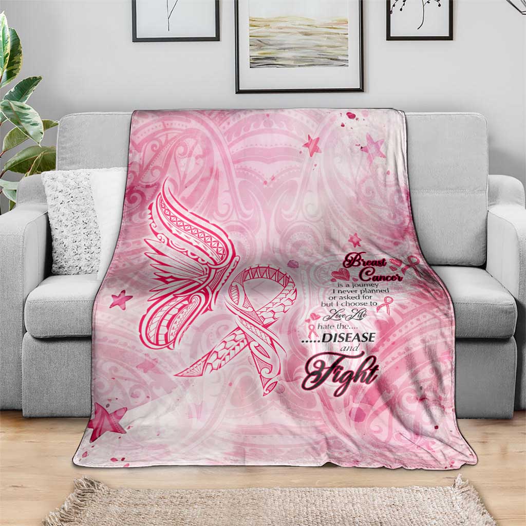 Breast Cancer Awareness Month Blanket Butterfly Polynesia Watercolor Pink DT02 - Polynesian Pride