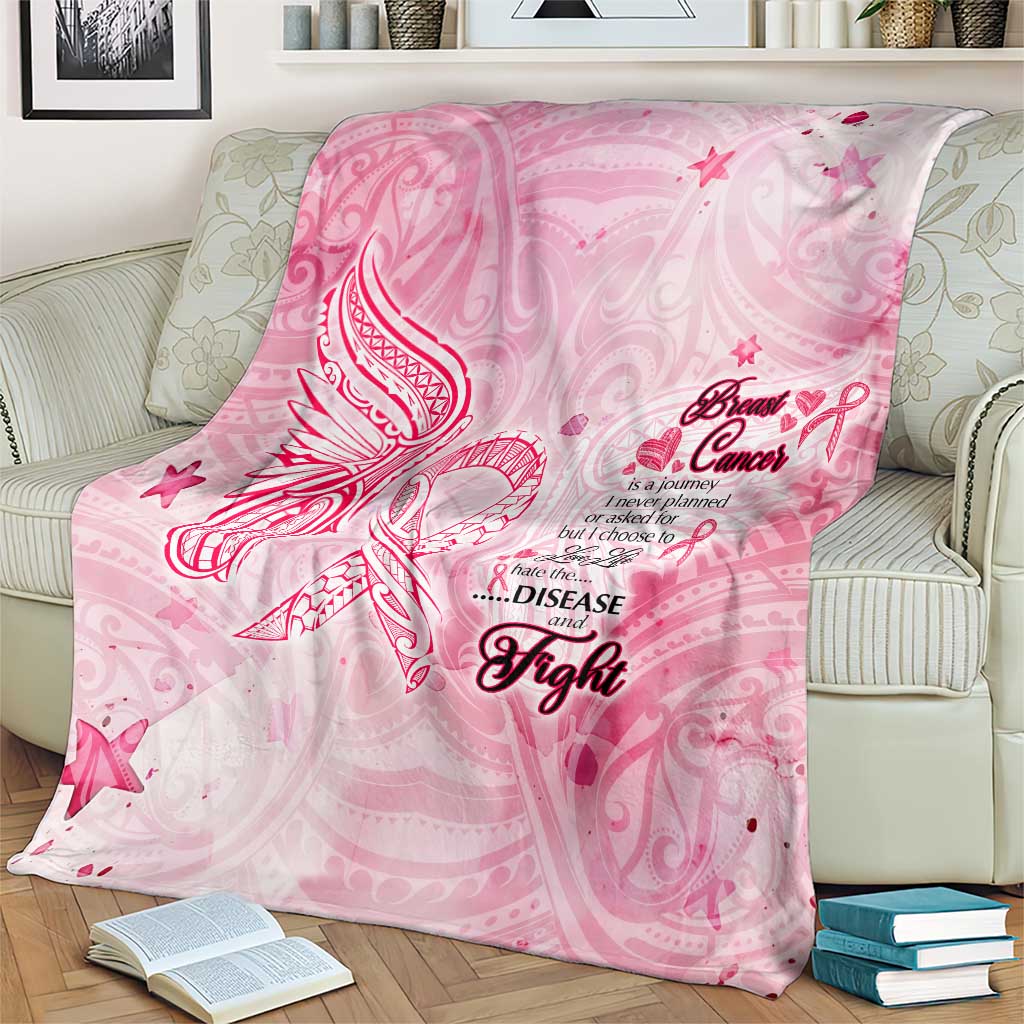 Breast Cancer Awareness Month Blanket Butterfly Polynesia Watercolor Pink DT02 - Polynesian Pride