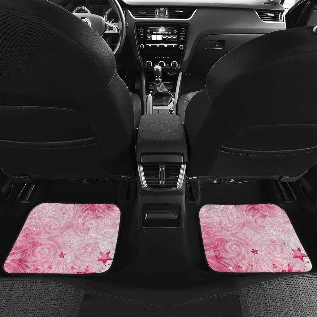 Breast Cancer Awareness Month Car Mats Butterfly Polynesia Watercolor Pink DT02 Set 2pcs - Back Pink - Polynesian Pride