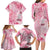 Breast Cancer Awareness Month Family Matching Long Sleeve Bodycon Dress and Hawaiian Shirt Butterfly Polynesia Watercolor Pink