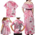 Breast Cancer Awareness Month Family Matching Off Shoulder Maxi Dress and Hawaiian Shirt Butterfly Polynesia Watercolor Pink