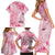 Breast Cancer Awareness Month Family Matching Short Sleeve Bodycon Dress and Hawaiian Shirt Butterfly Polynesia Watercolor Pink