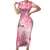 Breast Cancer Awareness Month Family Matching Short Sleeve Bodycon Dress and Hawaiian Shirt Butterfly Polynesia Watercolor Pink