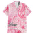 Breast Cancer Awareness Month Family Matching Summer Maxi Dress and Hawaiian Shirt Butterfly Polynesia Watercolor Pink