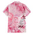 Breast Cancer Awareness Month Family Matching Summer Maxi Dress and Hawaiian Shirt Butterfly Polynesia Watercolor Pink