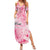 Breast Cancer Awareness Month Family Matching Summer Maxi Dress and Hawaiian Shirt Butterfly Polynesia Watercolor Pink