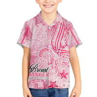 Breast Cancer Awareness Month Kid Hawaiian Shirt Butterfly Polynesia Watercolor Pink DT02 Kid Pink - Polynesian Pride