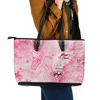 Breast Cancer Awareness Month Leather Tote Bag Butterfly Polynesia Watercolor Pink DT02 - Polynesian Pride