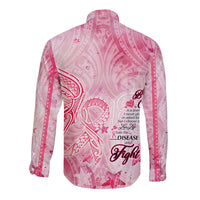 Breast Cancer Awareness Month Long Sleeve Button Shirt Butterfly Polynesia Watercolor Pink DT02 - Polynesian Pride