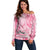 Breast Cancer Awareness Month Off Shoulder Sweater Butterfly Polynesia Watercolor Pink