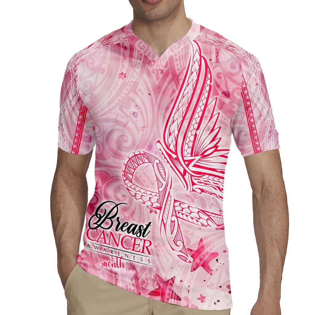 Breast Cancer Awareness Month Rugby Jersey Butterfly Polynesia Watercolor Pink DT02 - Polynesian Pride