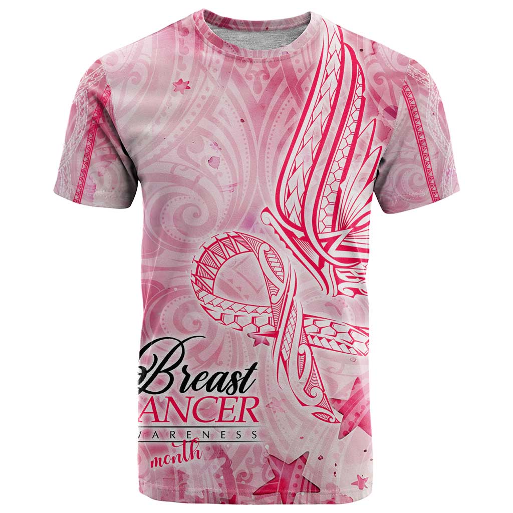 Breast Cancer Awareness Month T Shirt Butterfly Polynesia Watercolor Pink DT02 Pink - Polynesian Pride
