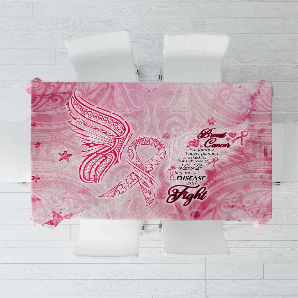 Breast Cancer Awareness Month Tablecloth Butterfly Polynesia Watercolor Pink