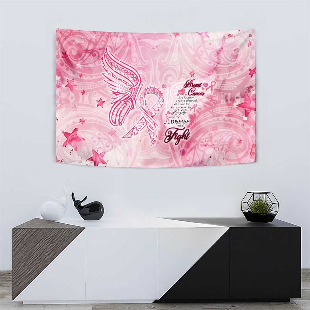 Breast Cancer Awareness Month Tapestry Butterfly Polynesia Watercolor Pink DT02 - Polynesian Pride