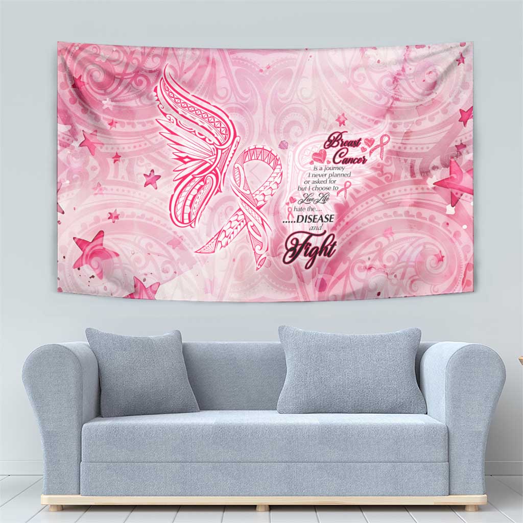 Breast Cancer Awareness Month Tapestry Butterfly Polynesia Watercolor Pink DT02 - Polynesian Pride