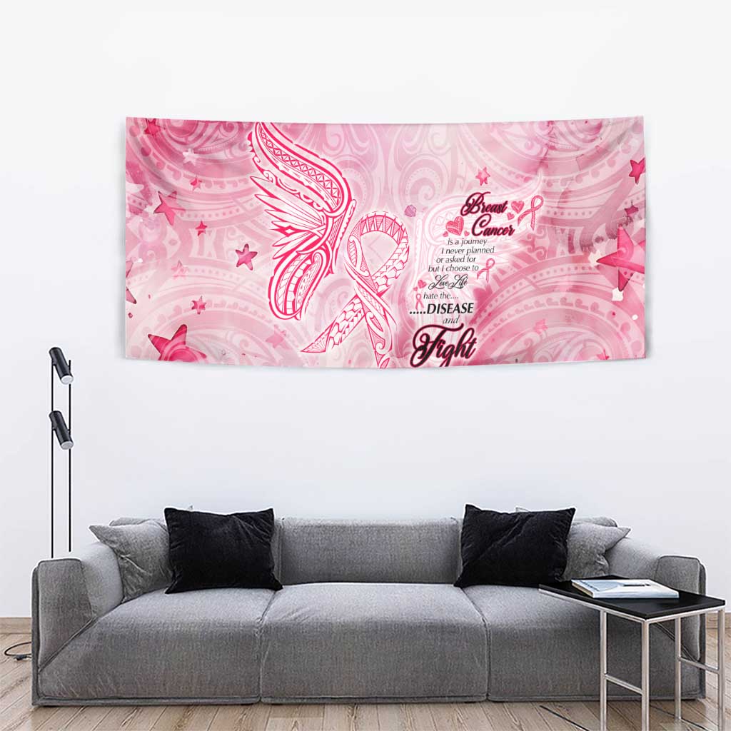 Breast Cancer Awareness Month Tapestry Butterfly Polynesia Watercolor Pink DT02 - Polynesian Pride
