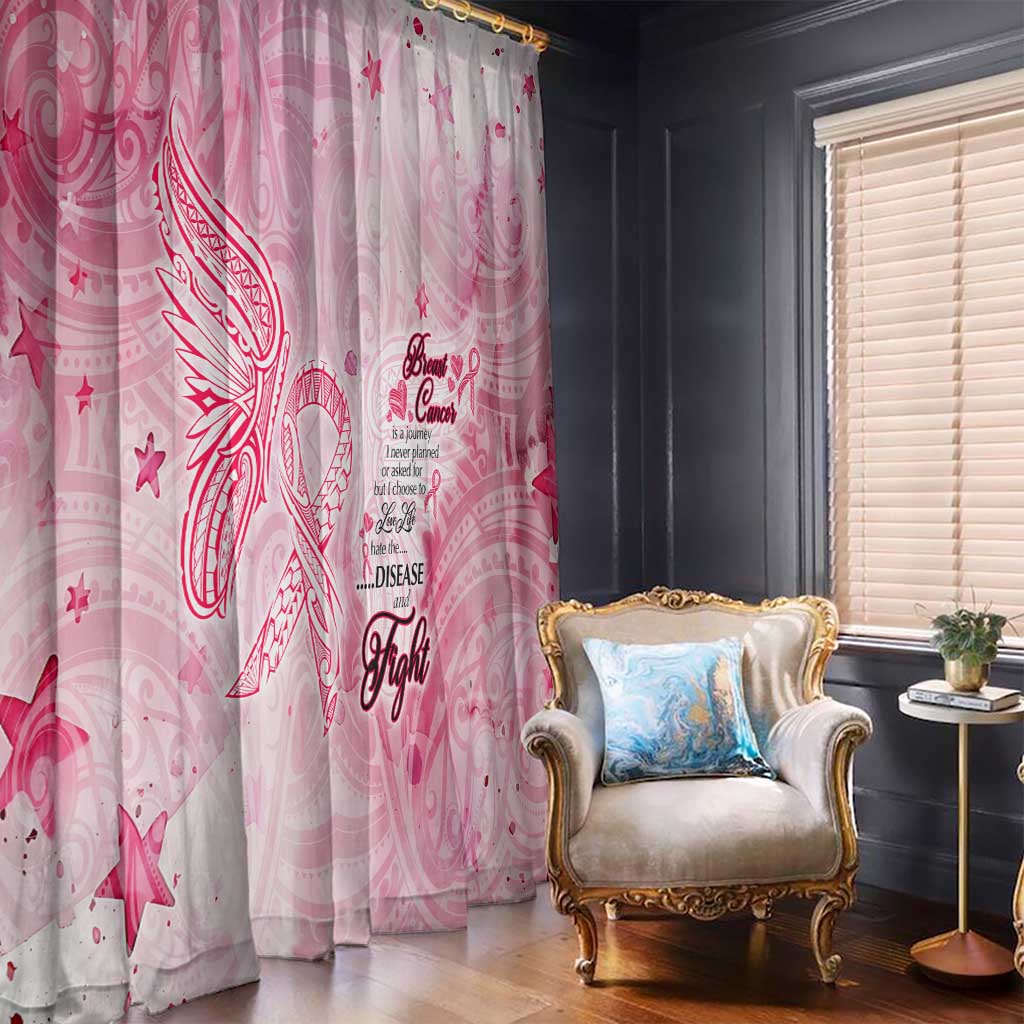 Breast Cancer Awareness Month Window Curtain Butterfly Polynesia Watercolor Pink DT02 - Polynesian Pride