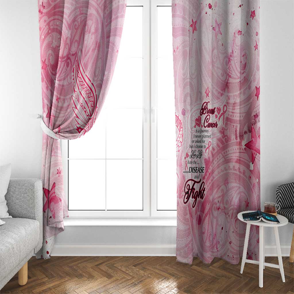 Breast Cancer Awareness Month Window Curtain Butterfly Polynesia Watercolor Pink DT02 - Polynesian Pride
