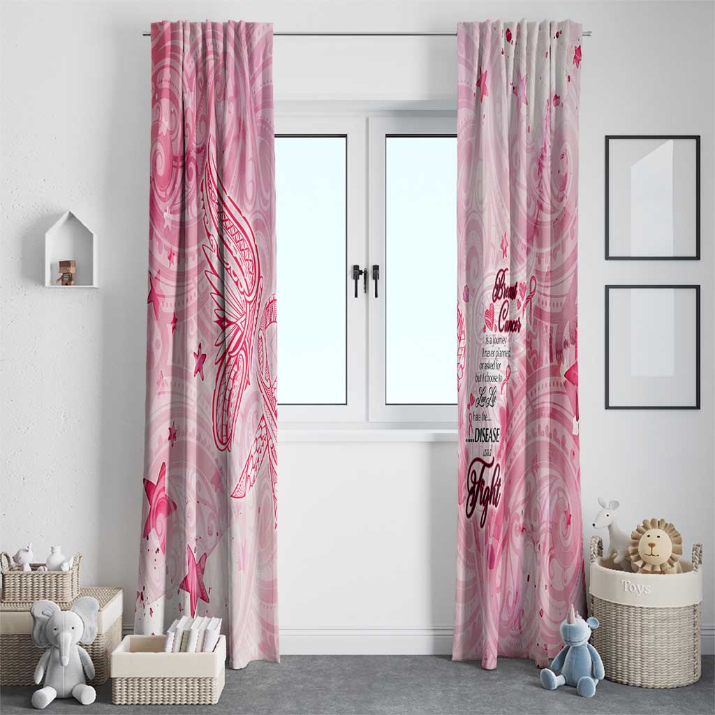 Breast Cancer Awareness Month Window Curtain Butterfly Polynesia Watercolor Pink DT02 - Polynesian Pride