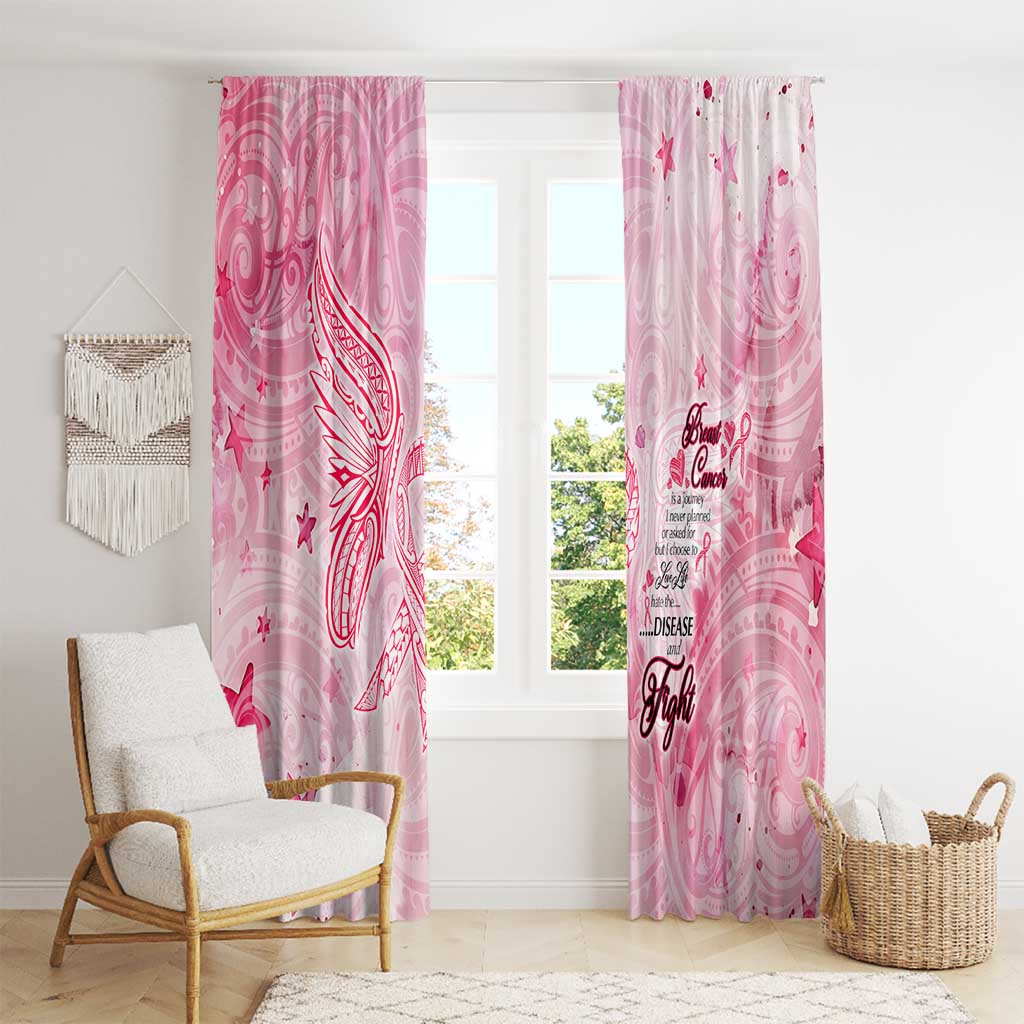 Breast Cancer Awareness Month Window Curtain Butterfly Polynesia Watercolor Pink DT02 - Polynesian Pride
