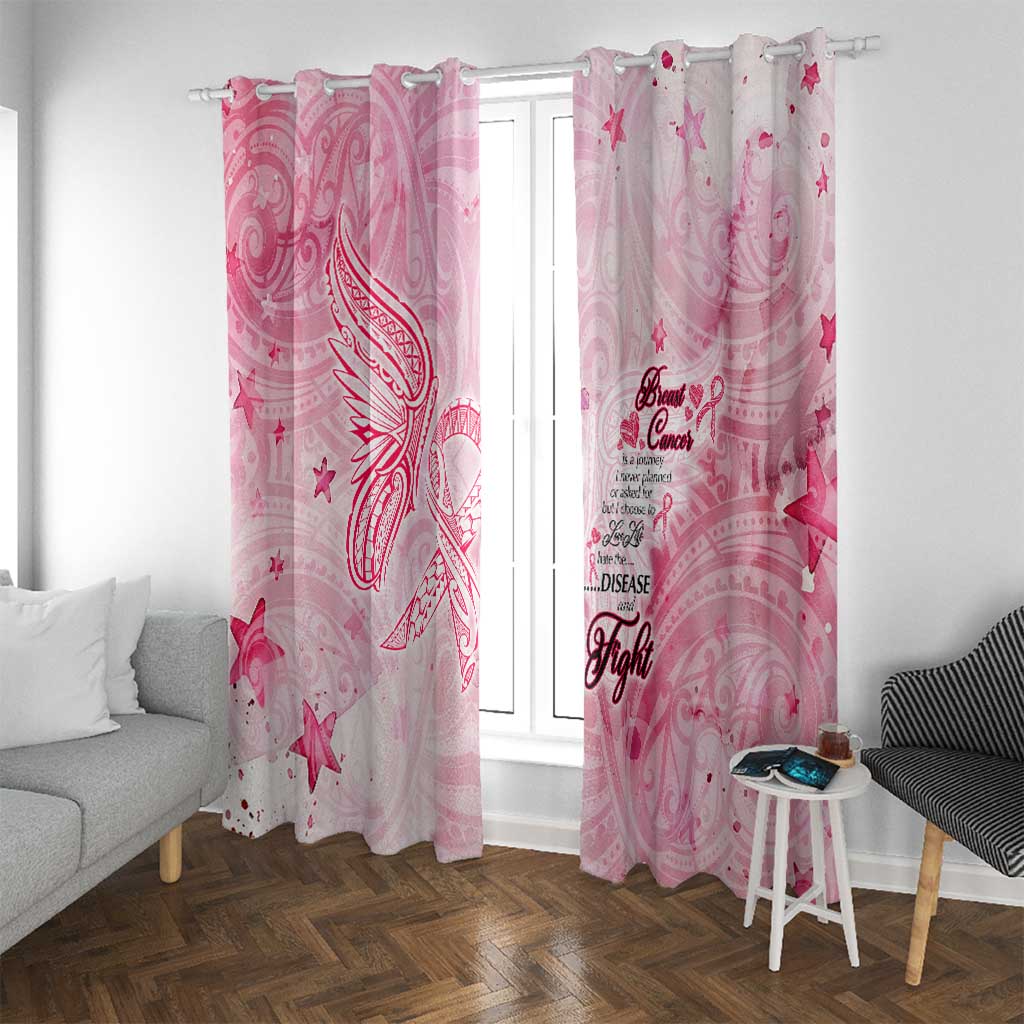 Breast Cancer Awareness Month Window Curtain Butterfly Polynesia Watercolor Pink DT02 With Grommets Pink - Polynesian Pride