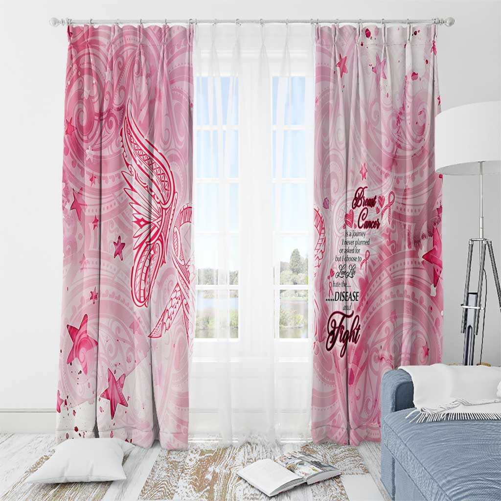 Breast Cancer Awareness Month Window Curtain Butterfly Polynesia Watercolor Pink DT02 - Polynesian Pride