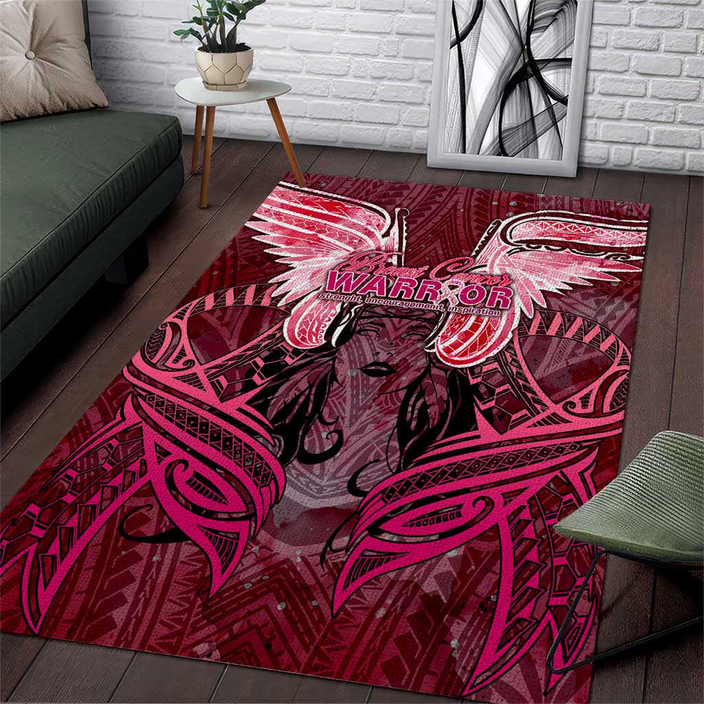Breast Cancer Warrior Area Rug Angel Wings Polynesian Pattern DT02 Pink - Polynesian Pride