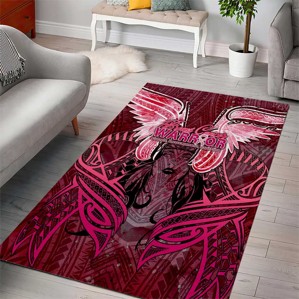Breast Cancer Warrior Area Rug Angel Wings Polynesian Pattern DT02 - Polynesian Pride