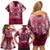 Breast Cancer Warrior Family Matching Off Shoulder Short Dress and Hawaiian Shirt Angel Wings Polynesian Pattern