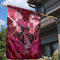 Breast Cancer Warrior Garden Flag Angel Wings Polynesian Pattern DT02 - Polynesian Pride